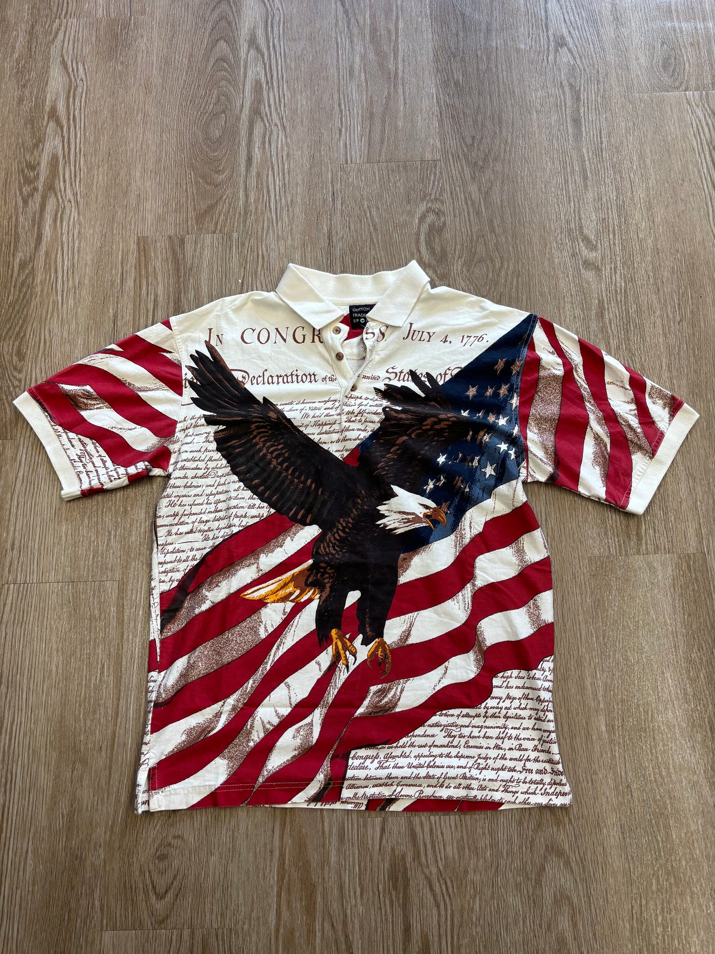 1990s American Bald Eagle AOP Polo Shirt