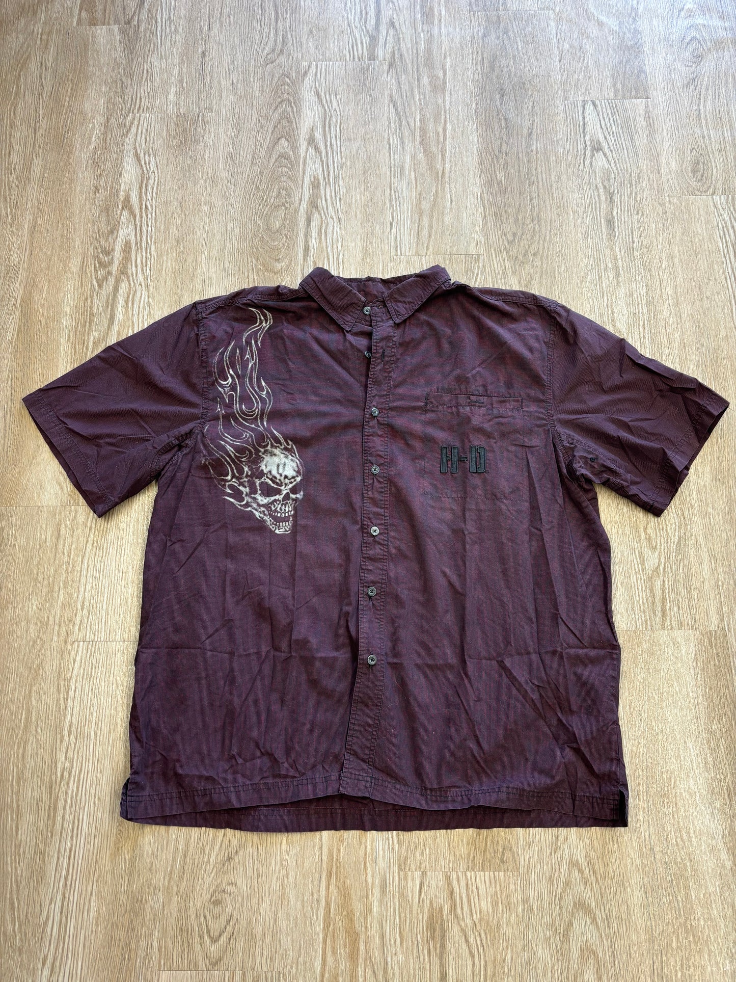 2010 Harley Davidson Skull Button-Up Shirt