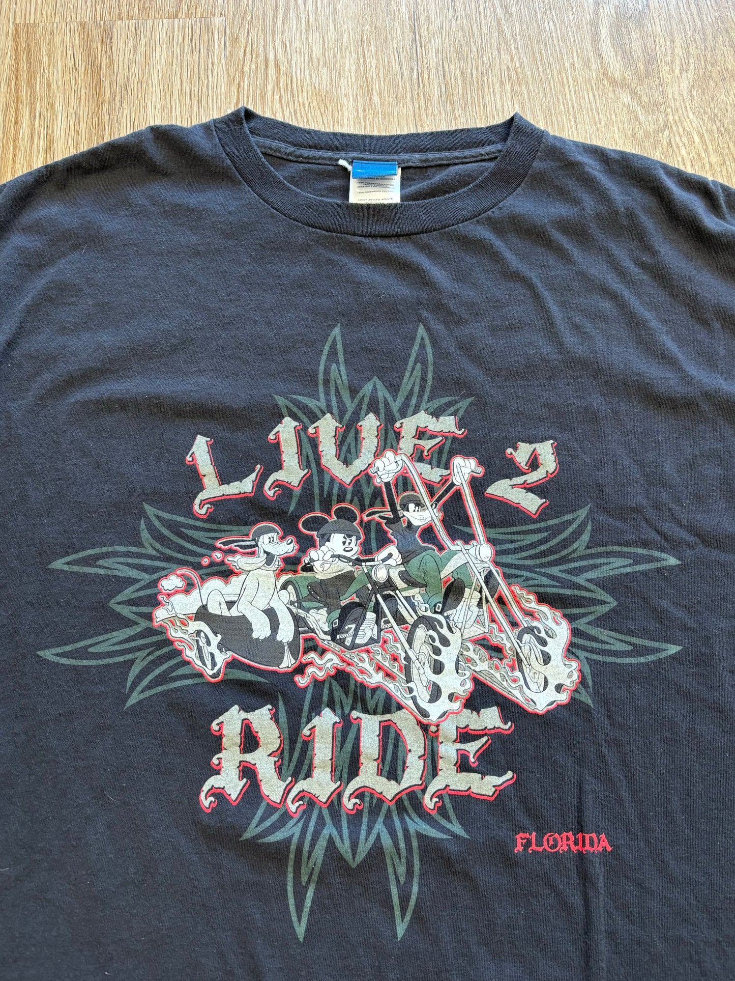 Y2K Disney “Live 2 Ride” Biker Tee