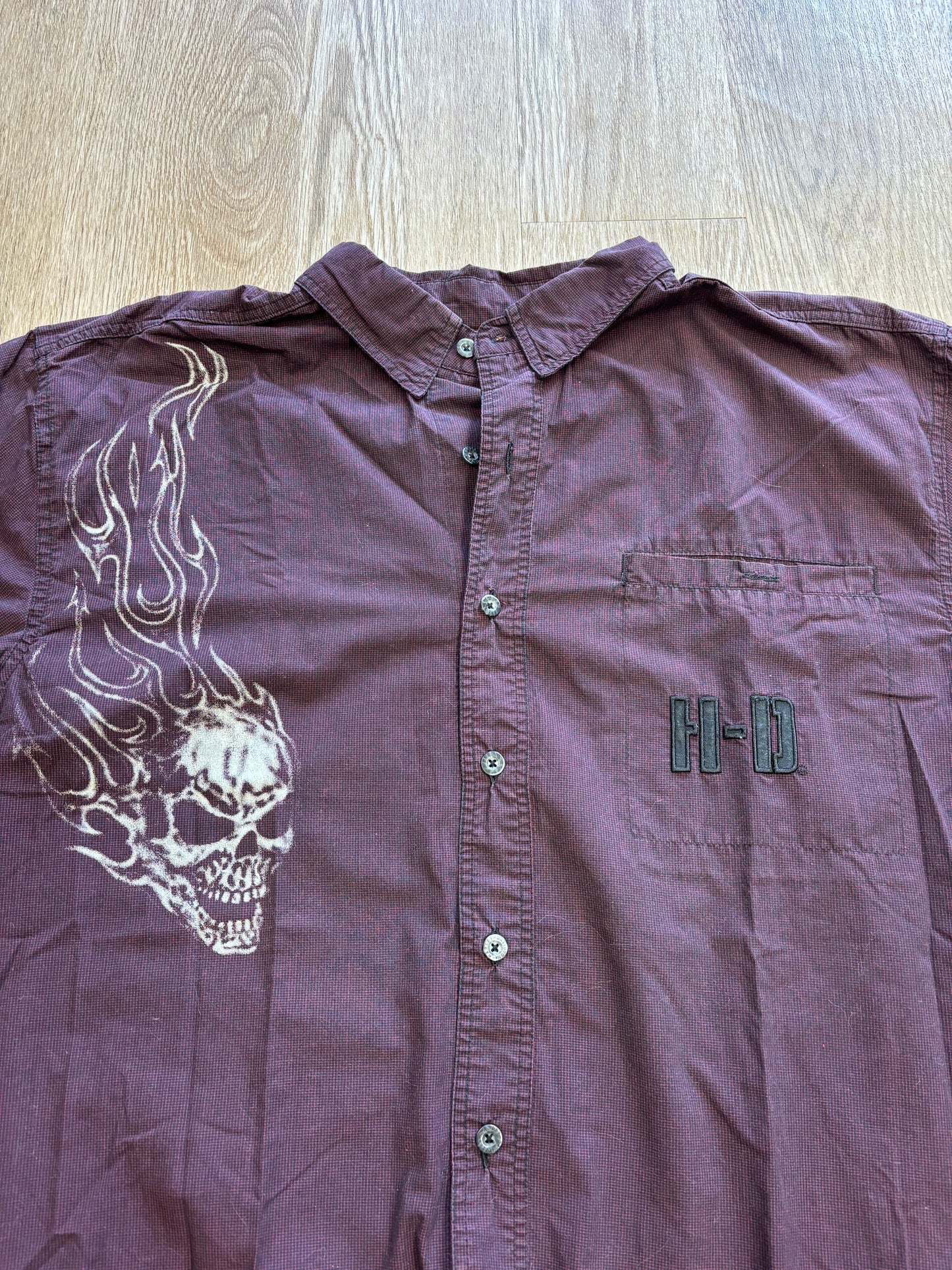 2010 Harley Davidson Skull Button-Up Shirt