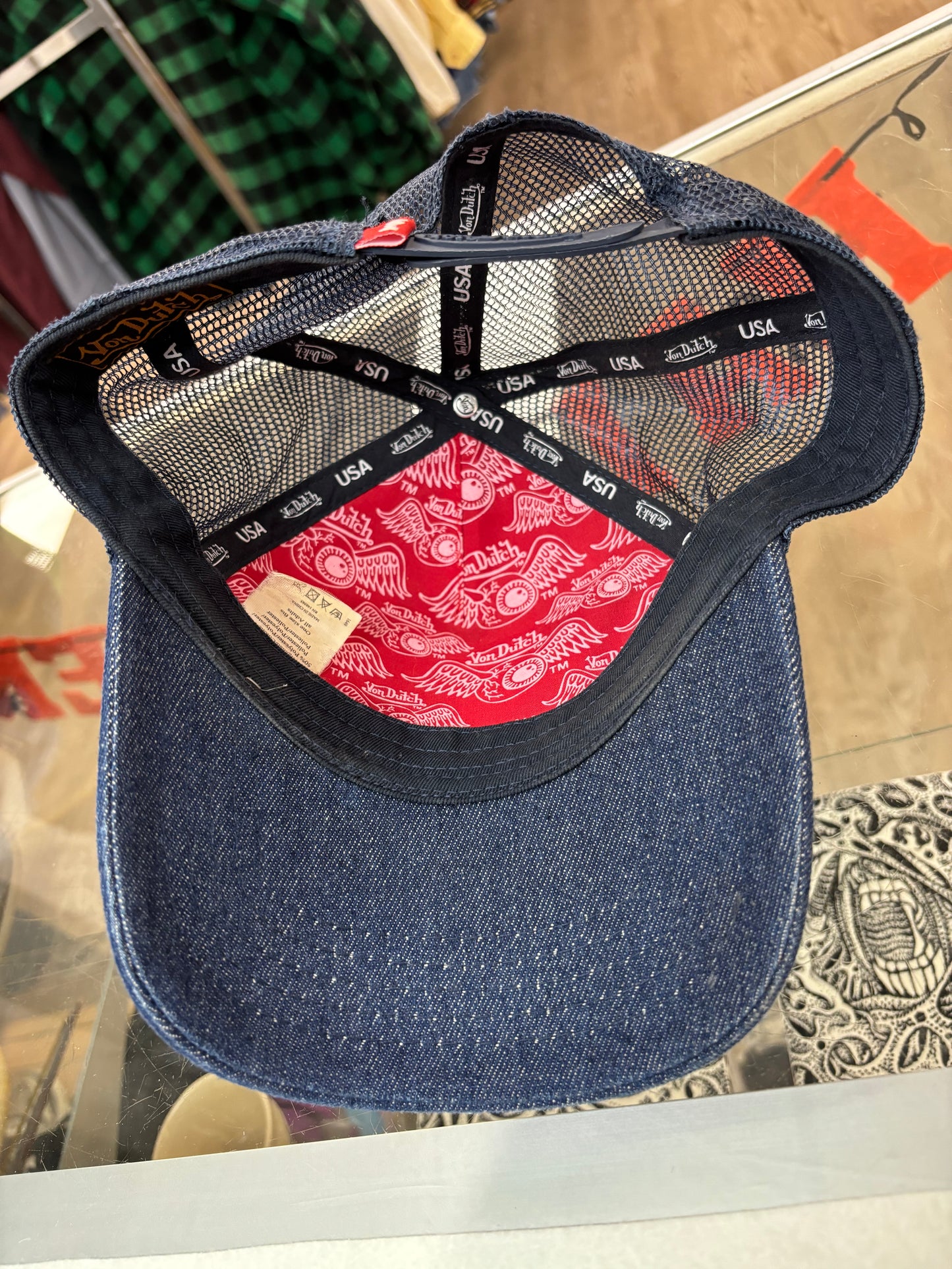 Von Dutch Denim Embroidered Snap-Back Trucker Hat