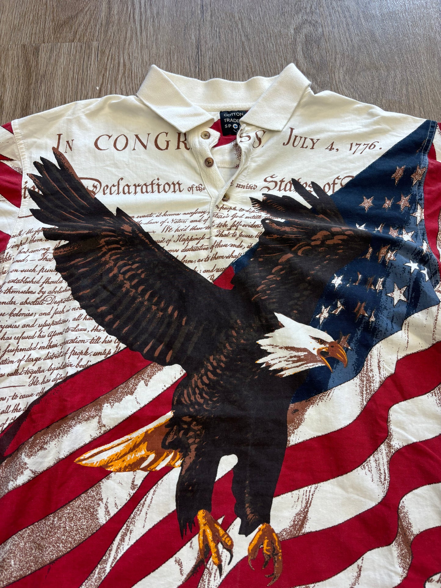 1990s American Bald Eagle AOP Polo Shirt