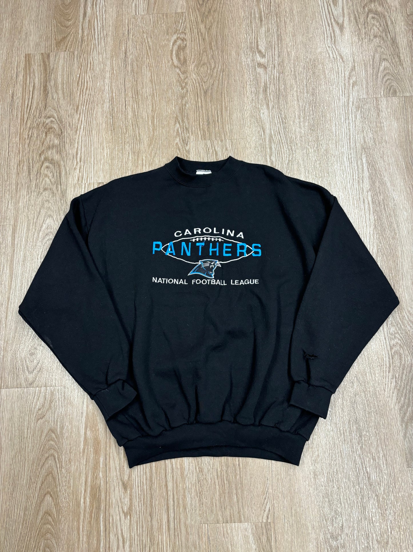 1990s Carolina Panthers Logo Athletic Embroidered Crewneck