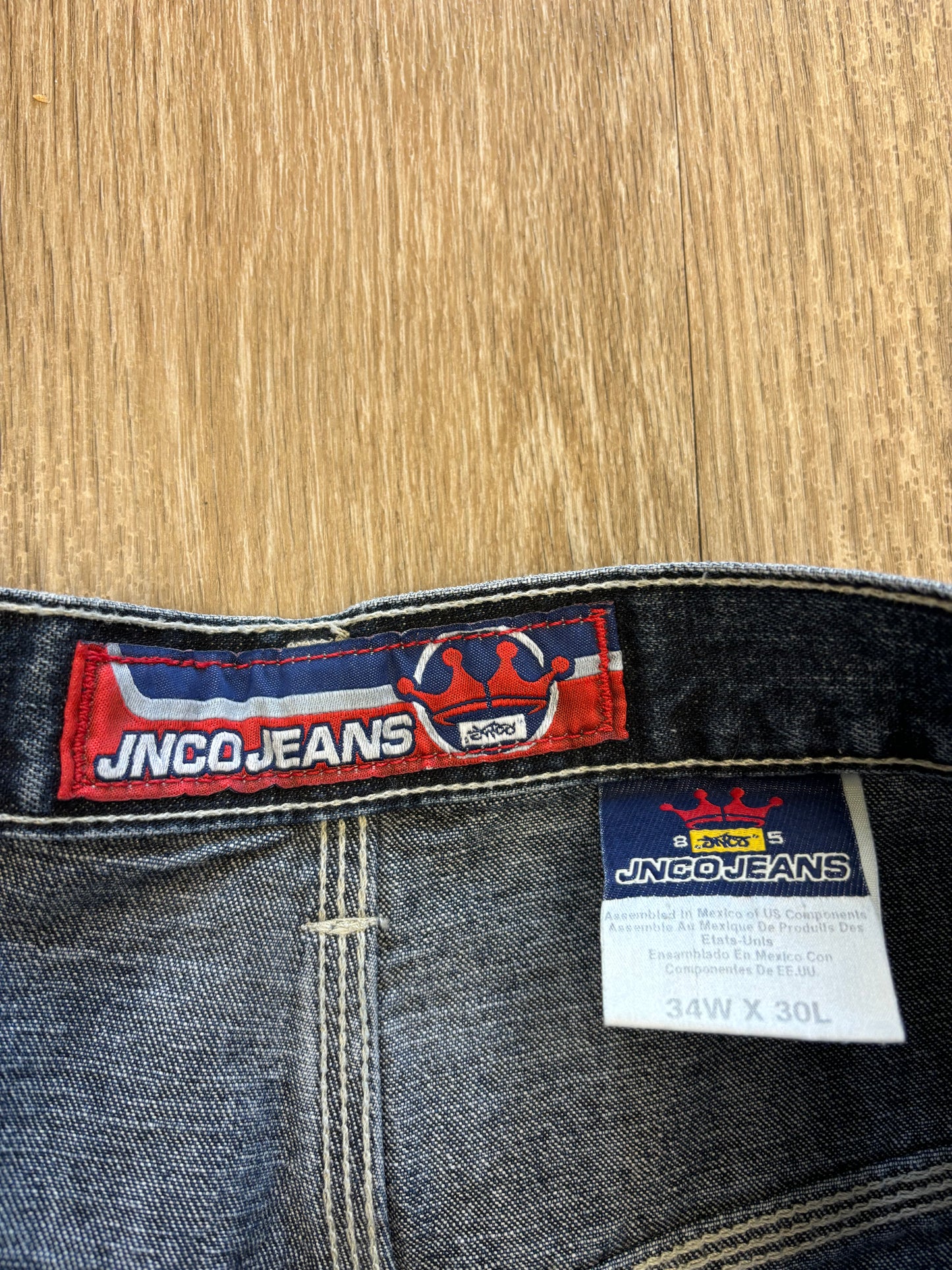 Y2K JNCO Jeans Embroidered Red Crown Jeans DEADSTOCK