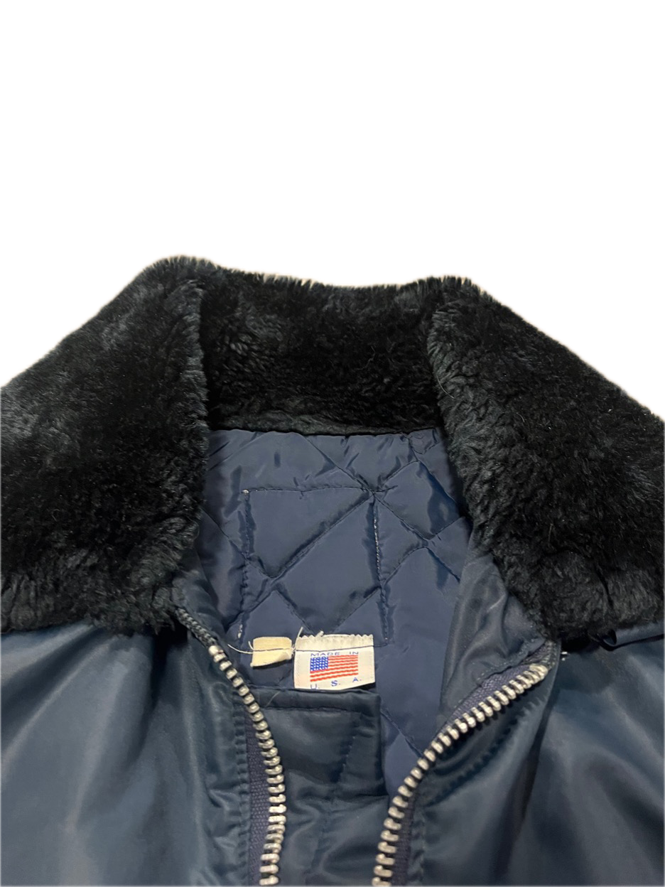 (L) 1970s Made in USA Fur Collar Flight Jacket