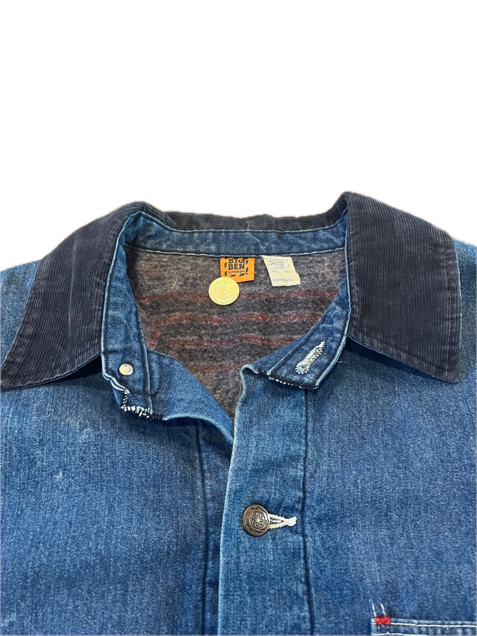 (XL) 1970s Wrangler Big Ben Denim Blanket-Lined Chore Jacket