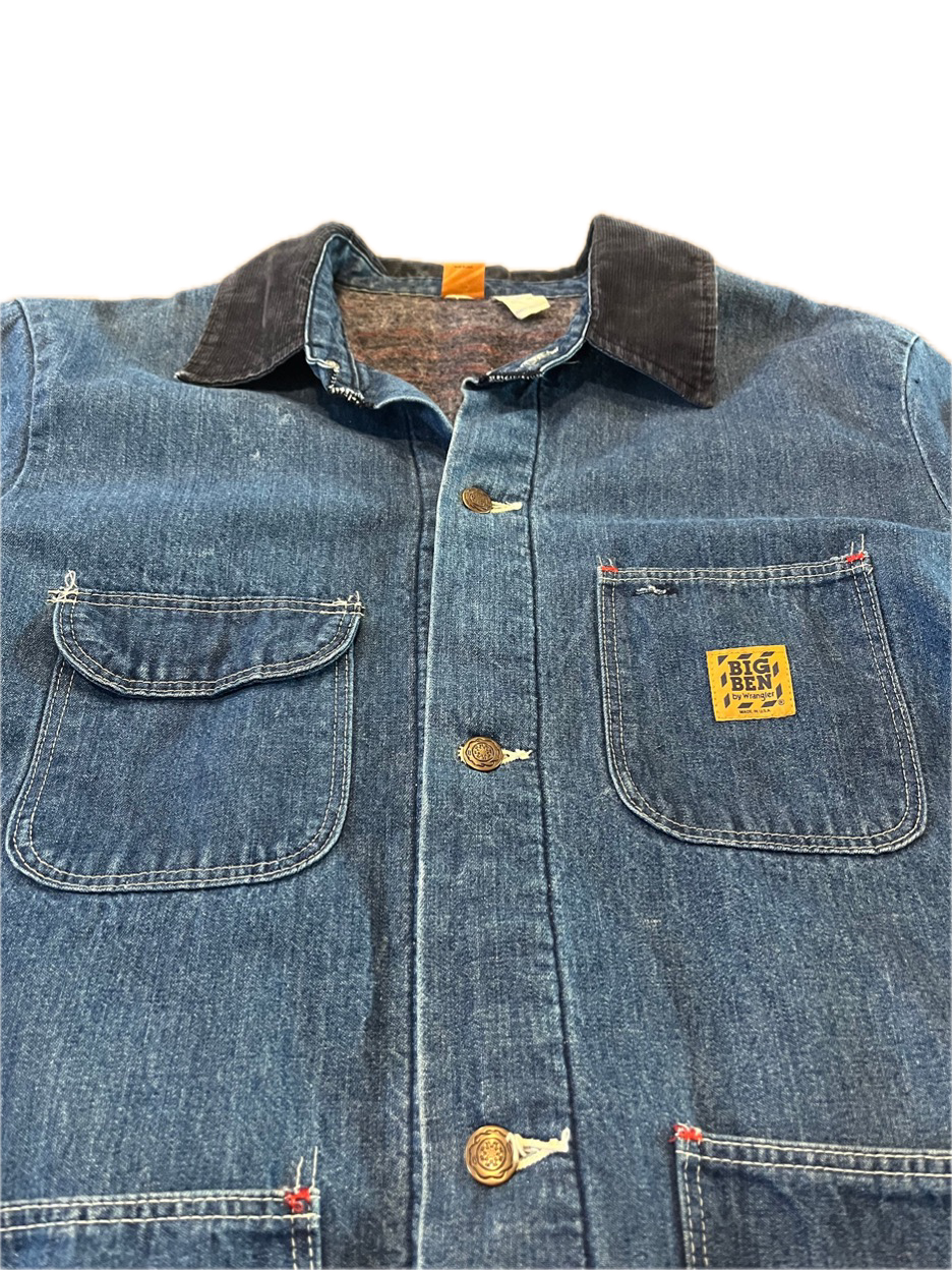 (XL) 1970s Wrangler Big Ben Denim Blanket-Lined Chore Jacket