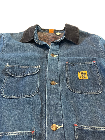 (XL) 1970s Wrangler Big Ben Denim Blanket-Lined Chore Jacket