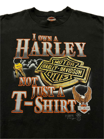 (XL) 1988 Harley Davidson "I Own A Harley, Not Just A T-Shirt" 3-D Emblem Tee