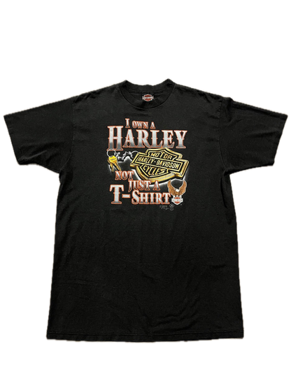 (XL) 1988 Harley Davidson "I Own A Harley, Not Just A T-Shirt" 3-D Emblem Tee