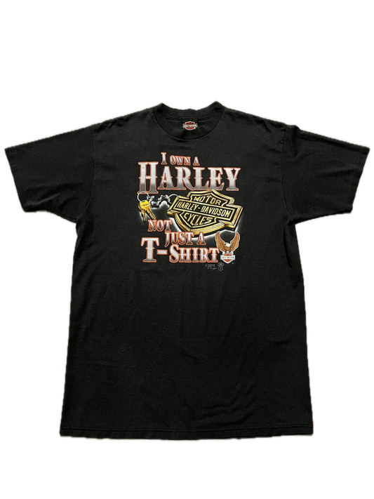 (XL) 1988 Harley Davidson "I Own A Harley, Not Just A T-Shirt" 3-D Emblem Tee