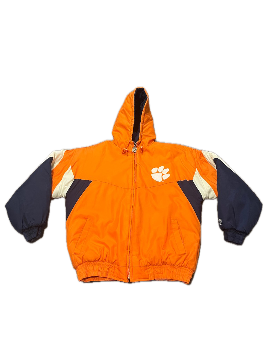 (L) 1990s Clemson Logo 7 Quilted Puffer Jacket