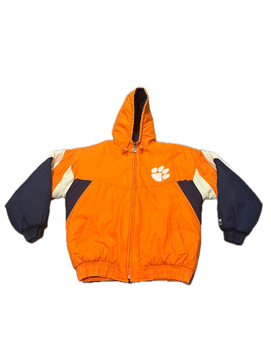 (L) 1990s Clemson Logo 7 Quilted Puffer Jacket