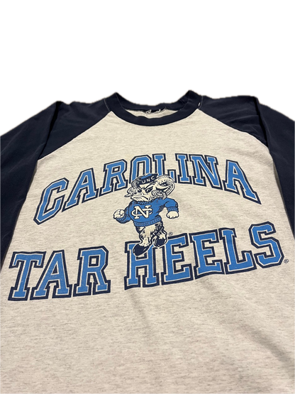 (L) 1990s MISPRINT UNC Chapel Hill Tar Heels Logo Athletic ¾ Sleeve Tee