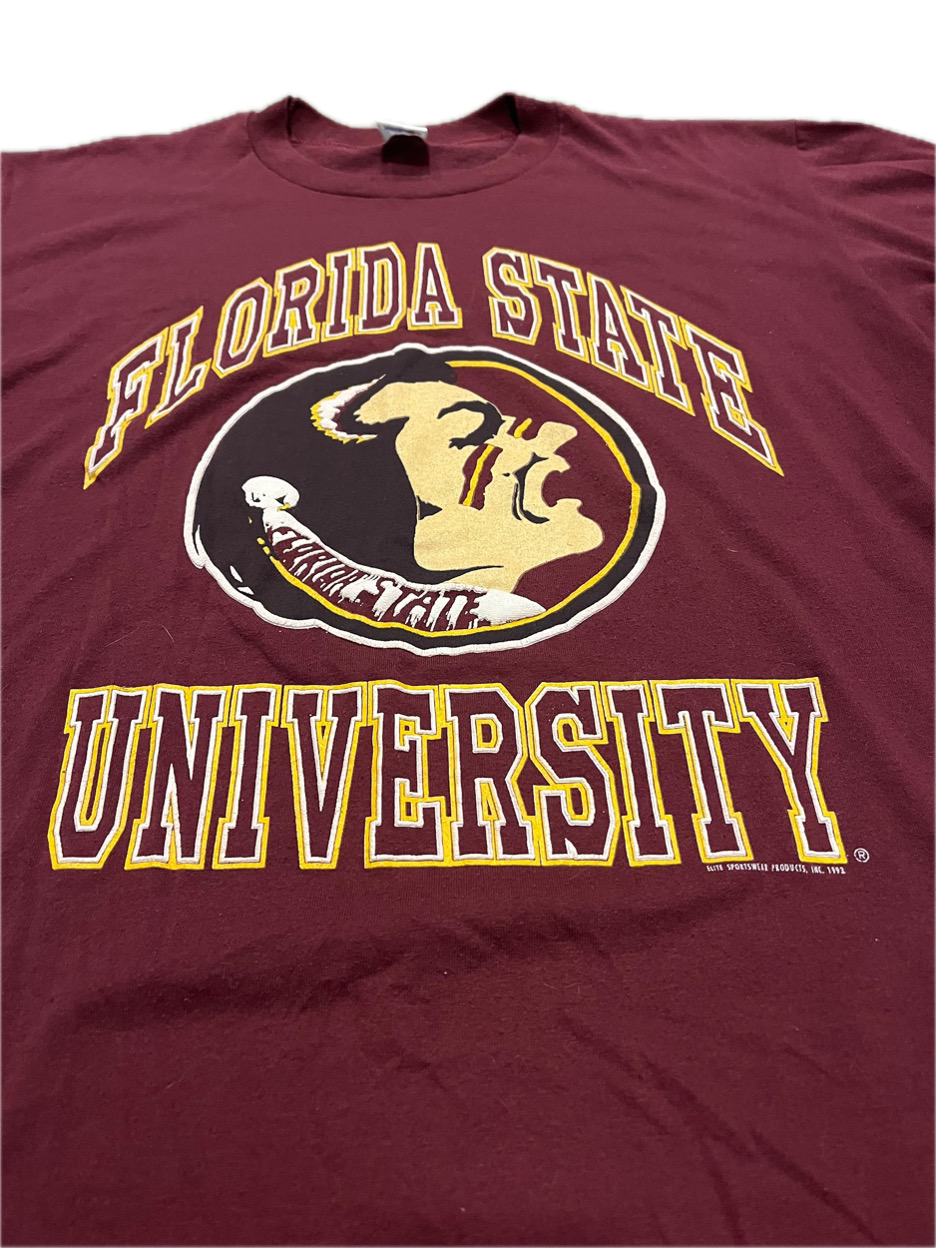 (L) 1993 Florida State Seminoles Puff Print Single Stitch Tee