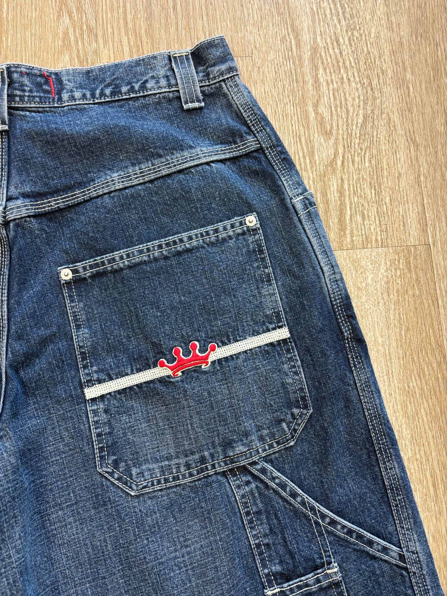 Y2K JNCO Jeans Embroidered Red Crown Jeans DEADSTOCK