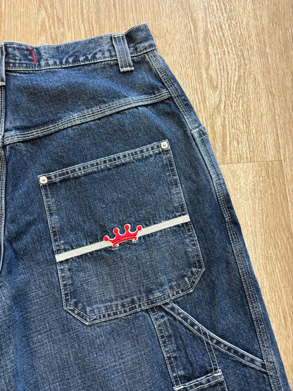 Y2K JNCO Jeans Embroidered Red Crown Jeans DEADSTOCK