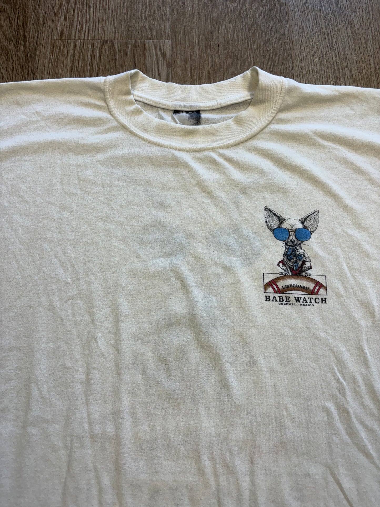 1990s Funny Chihuahua Babe Watch Lifeguard Tee