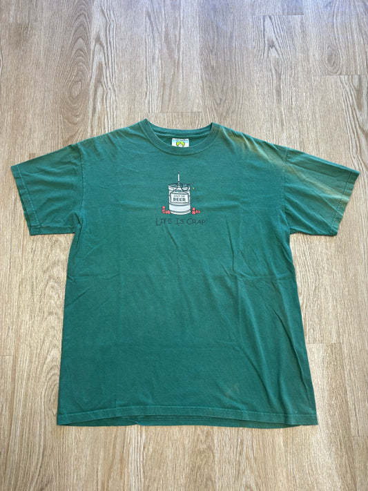 Y2K “Life is Crap” Life is Good Beer Keg Parody Tee