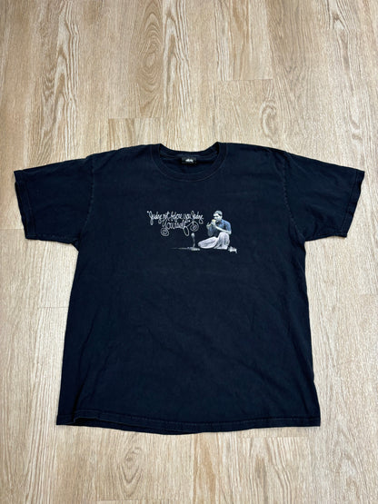 Y2K Stussy Snake Charmer Faded Black Tee
