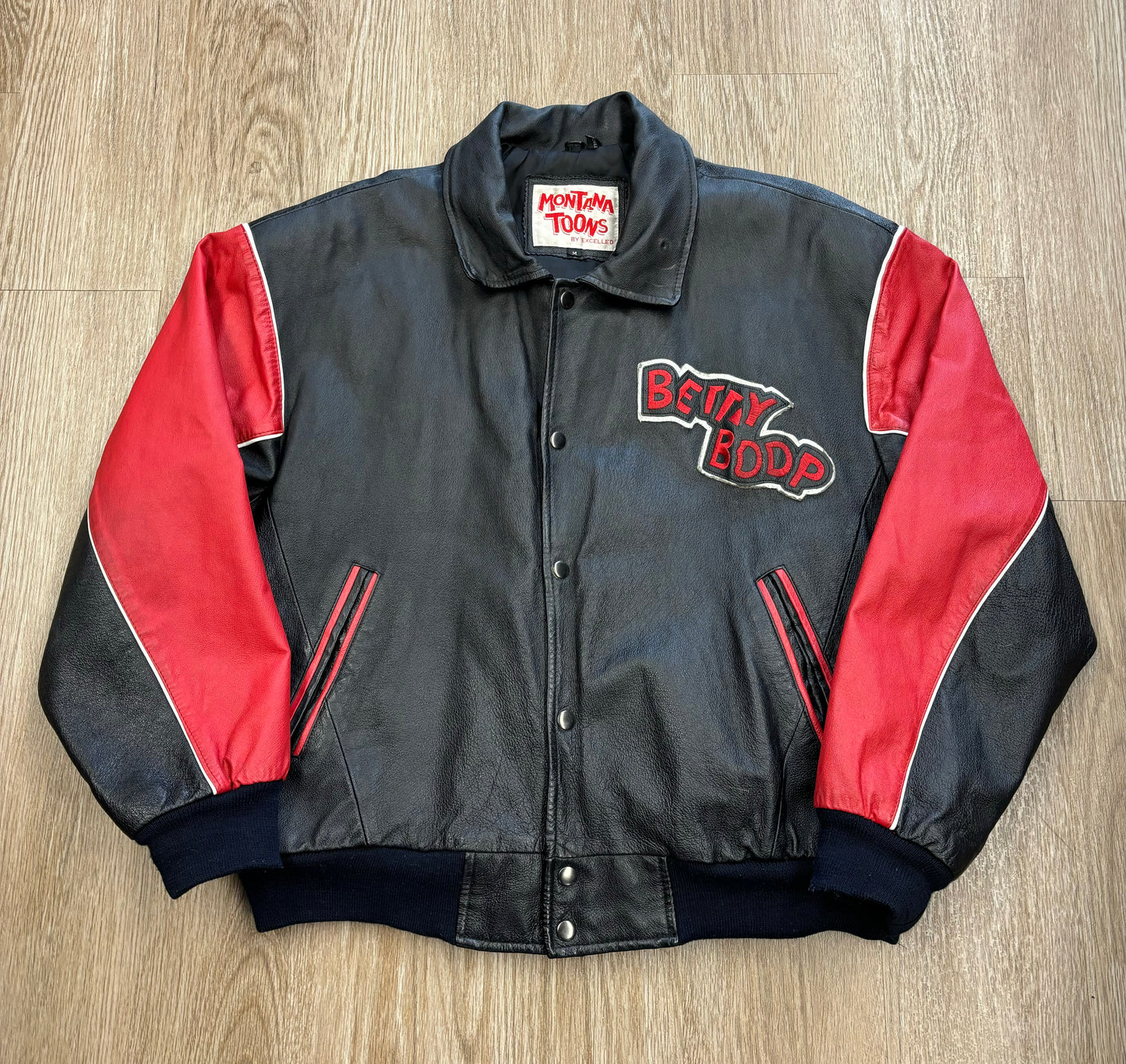 1990s Betty Boop Embroidered Leather Jacket RARE