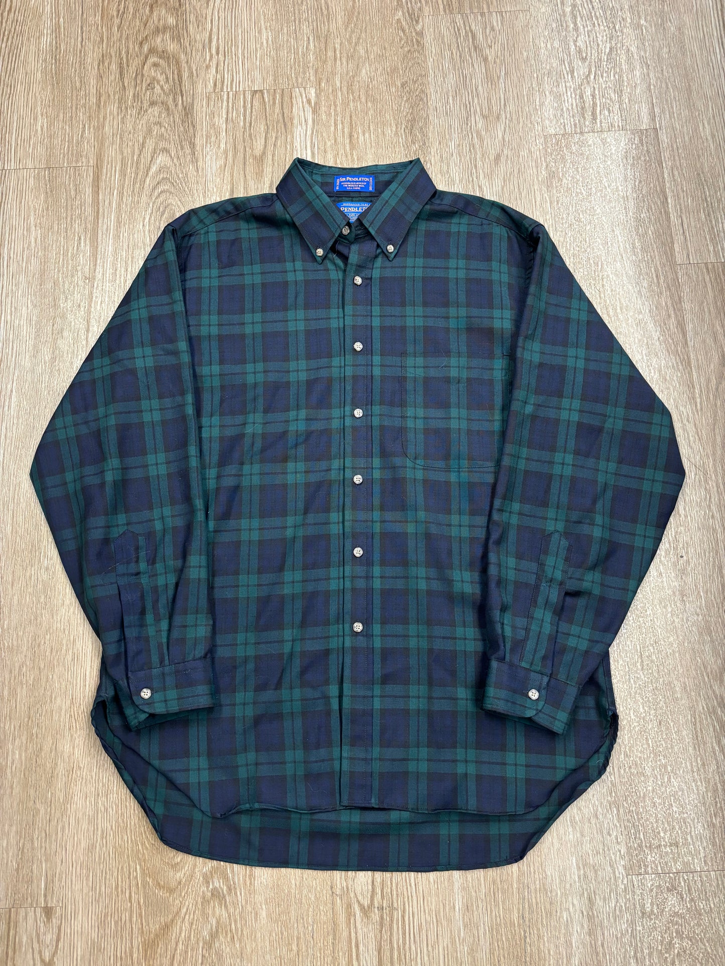 Vintage Pendleton 100% Wool Green/Blue Plaid Flannel Shirt