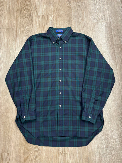 Vintage Pendleton 100% Wool Green/Blue Plaid Flannel Shirt