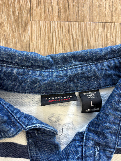 1990s Structure INSANE Western Pattern Rugby Shirt