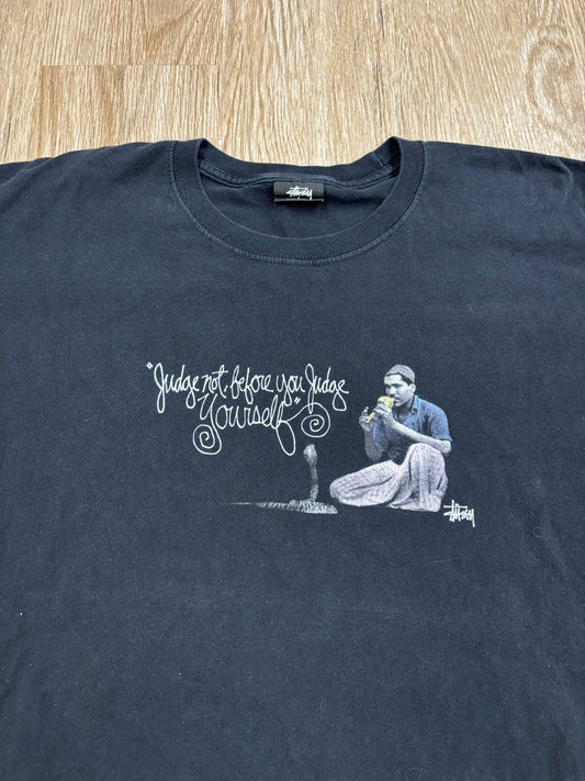 Y2K Stussy Snake Charmer Faded Black Tee