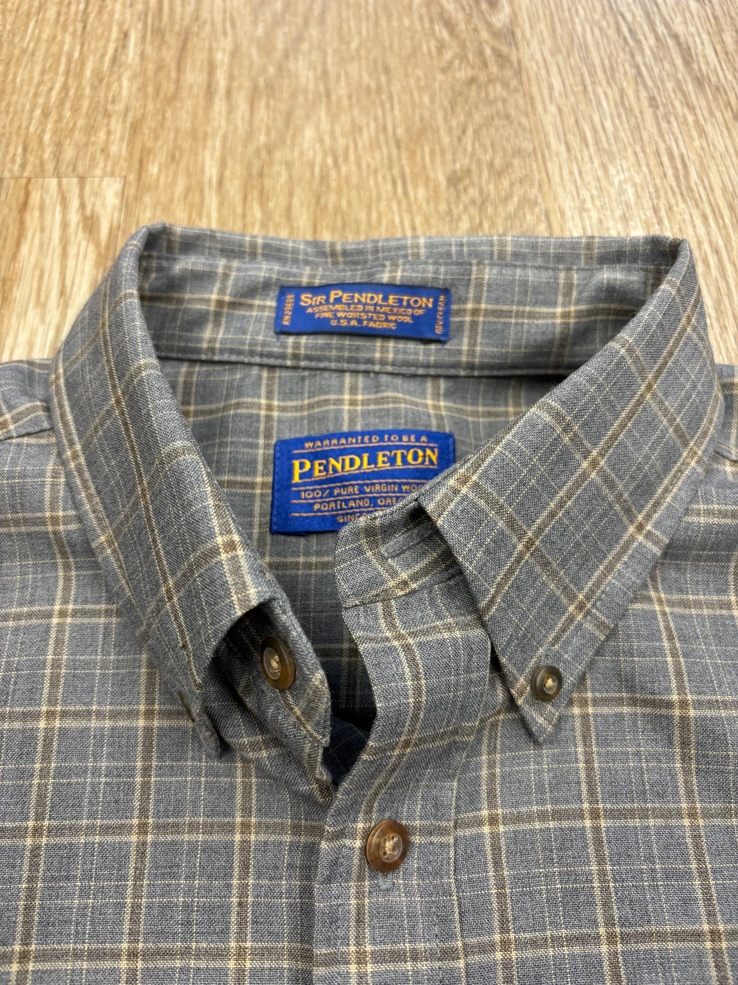 Vintage Pendleton 100% Wool Blue/Brown Plaid Shirt