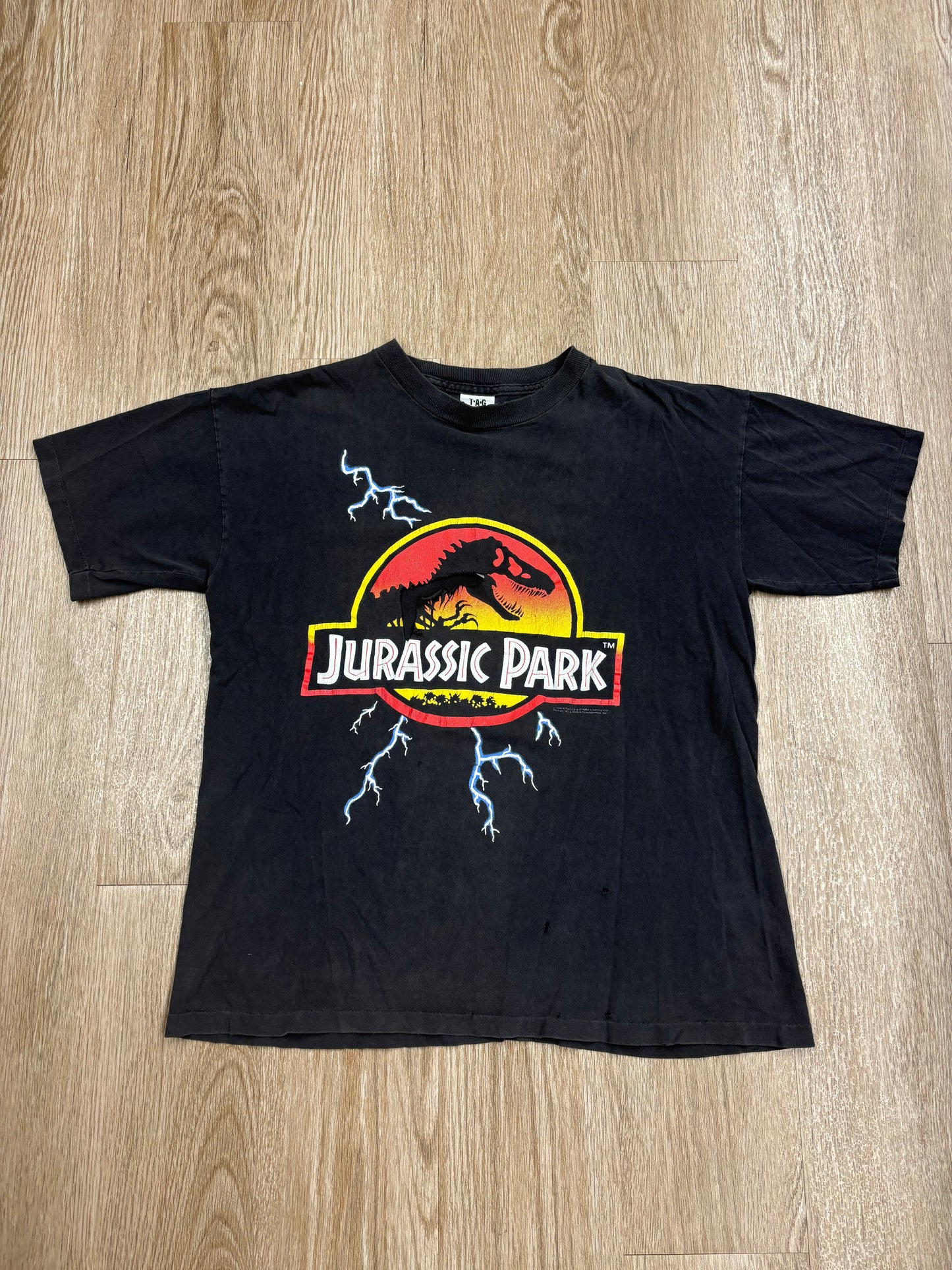 1993 Jurassic Park Original Faded Black Movie Promo Tee