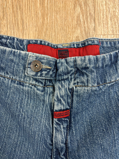 1990s Marithe Francois Girbaud Carolina Blue Velcro Baggy Jeans