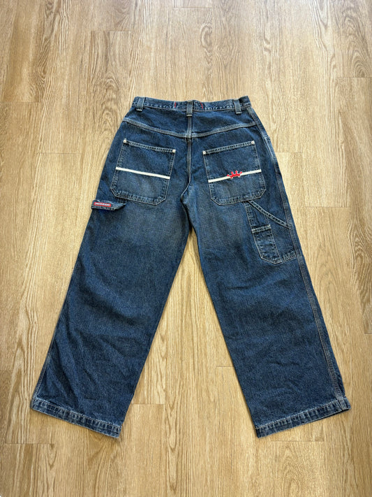 Y2K JNCO Jeans Embroidered Red Crown Jeans DEADSTOCK