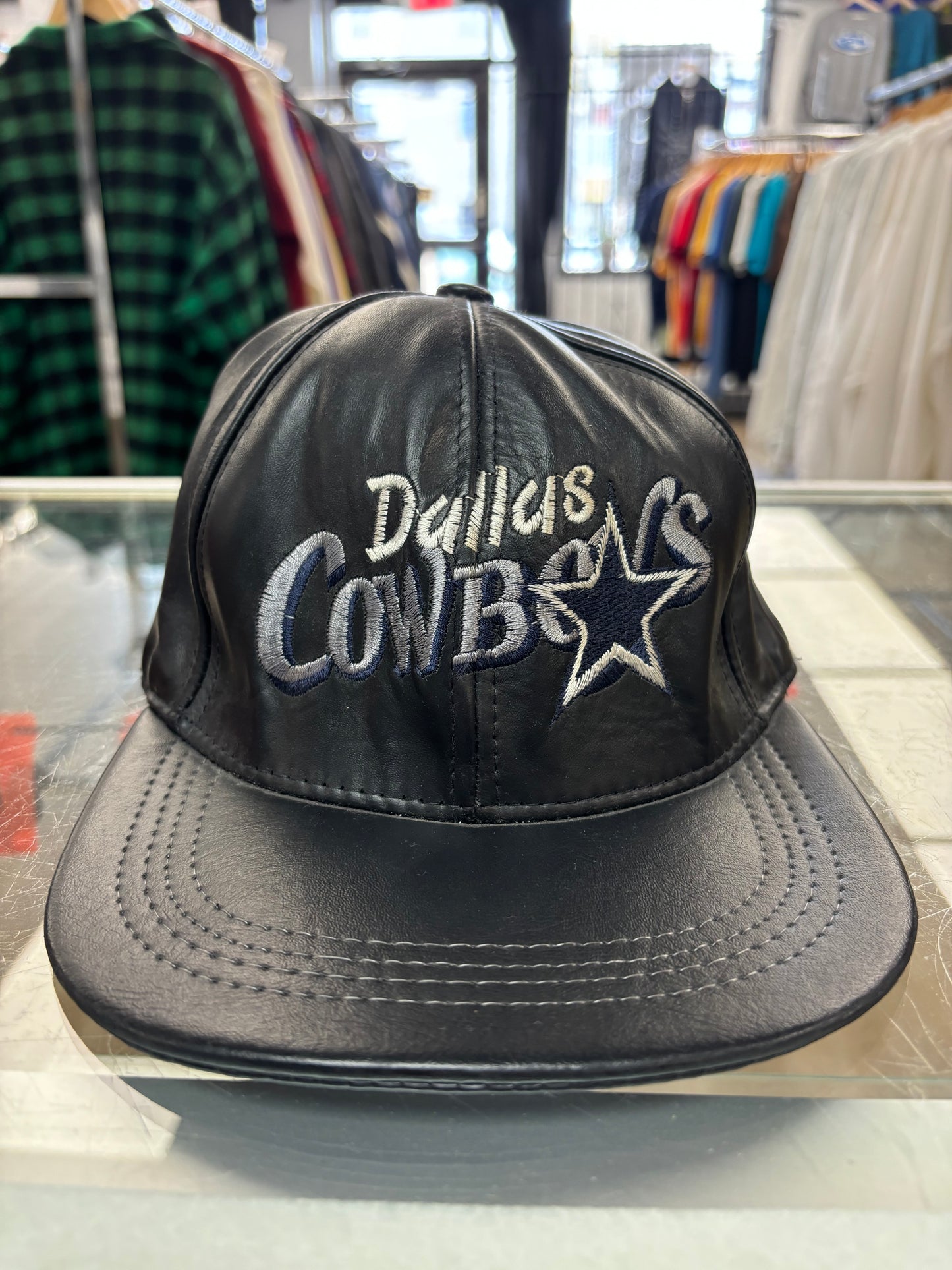 1990s Dallas Cowboys NFL Leather Strap-Back Hat