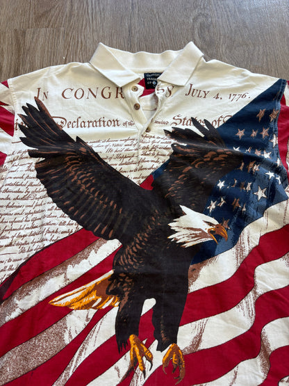 1990s American Bald Eagle AOP Polo Shirt