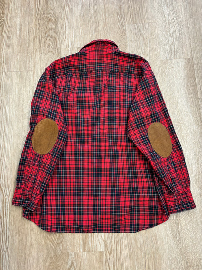 1990s Polo Ralph Lauren Plaid Shirt w/ Leather Elbow Details