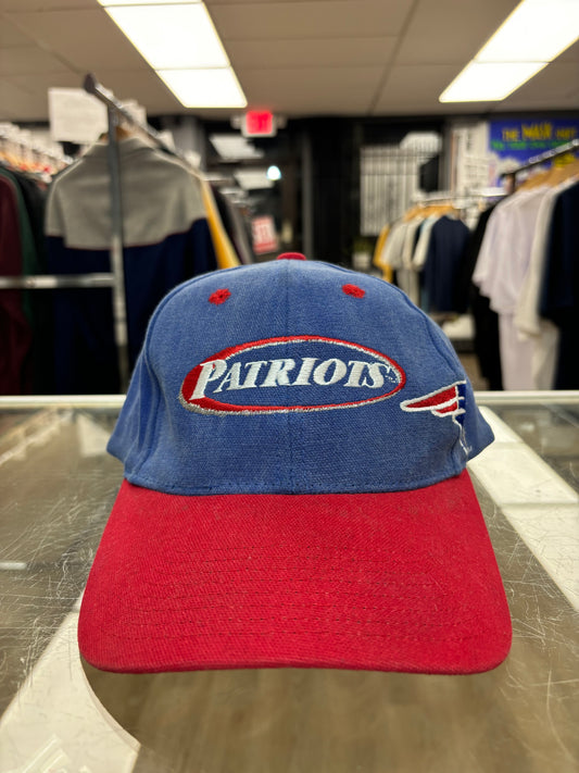 1990s New England Patriots Faded Blue Strap-Back Hat