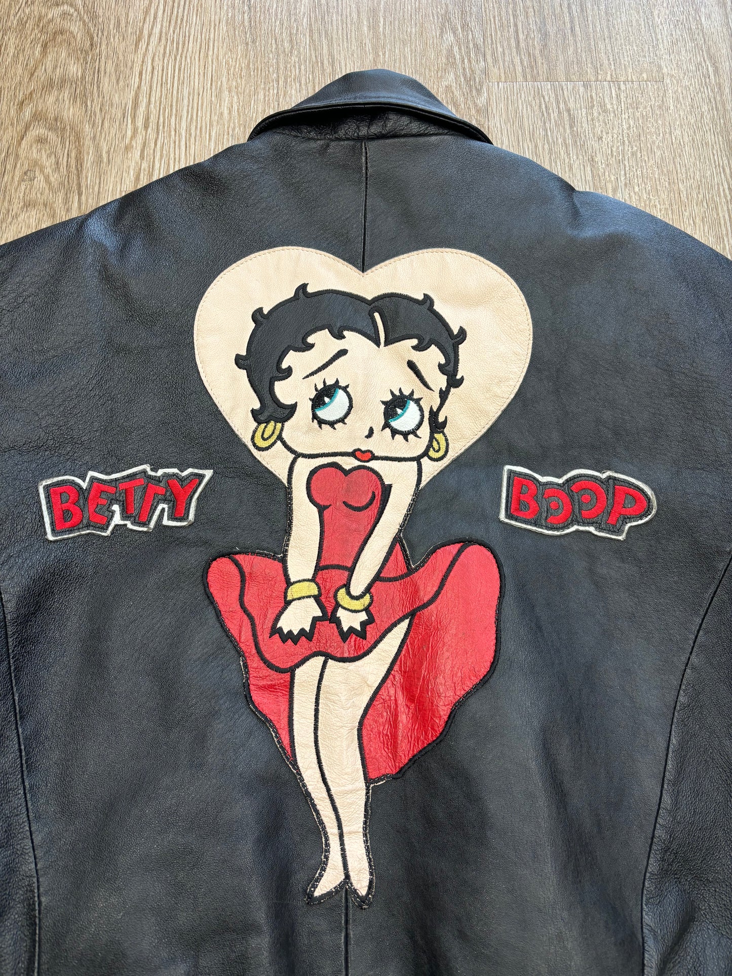 1990s Betty Boop Embroidered Leather Jacket RARE