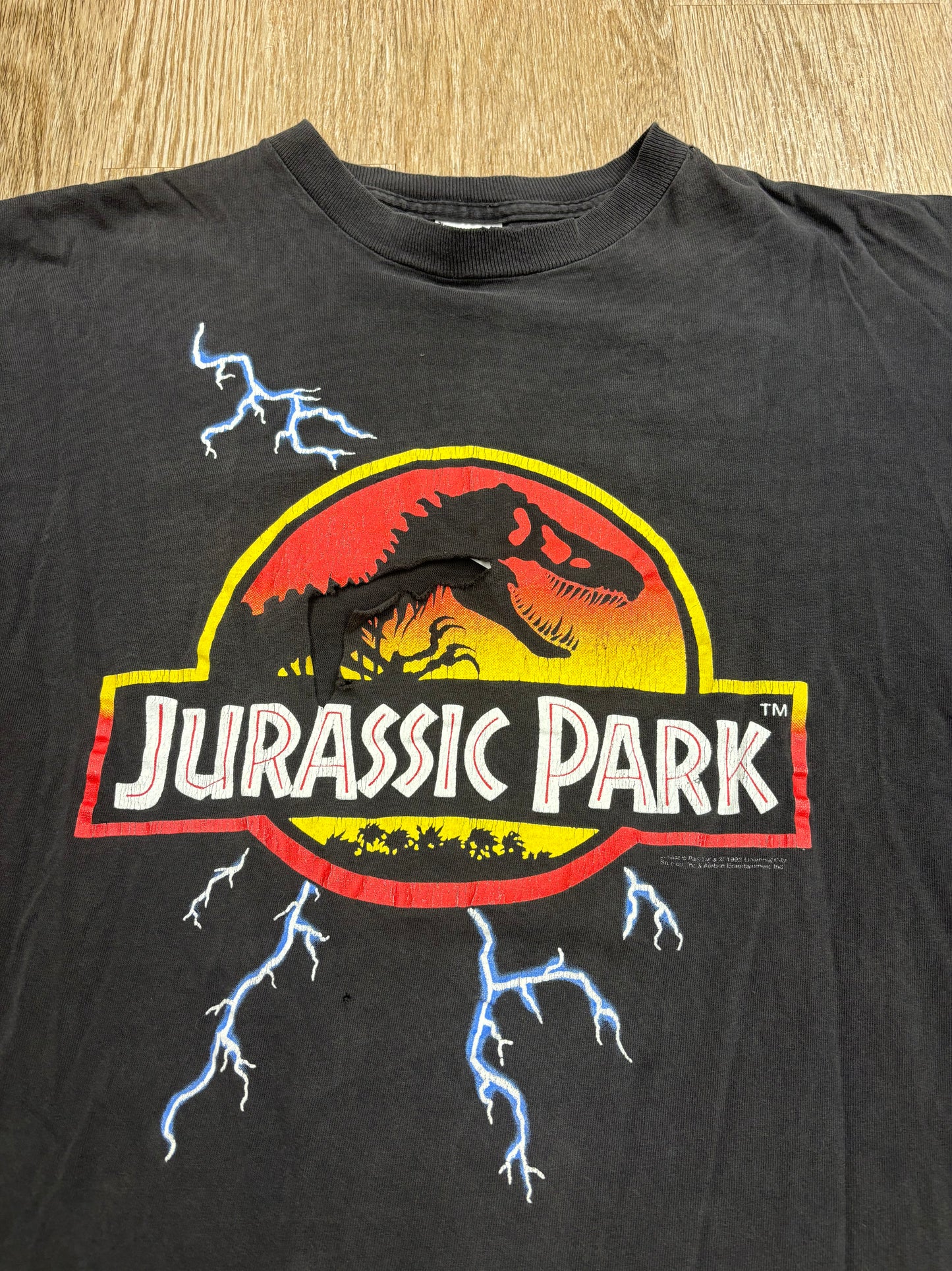 1993 Jurassic Park Original Faded Black Movie Promo Tee