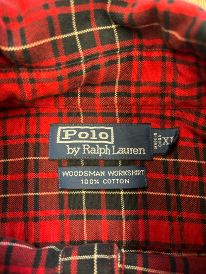 1990s Polo Ralph Lauren Plaid Shirt w/ Leather Elbow Details