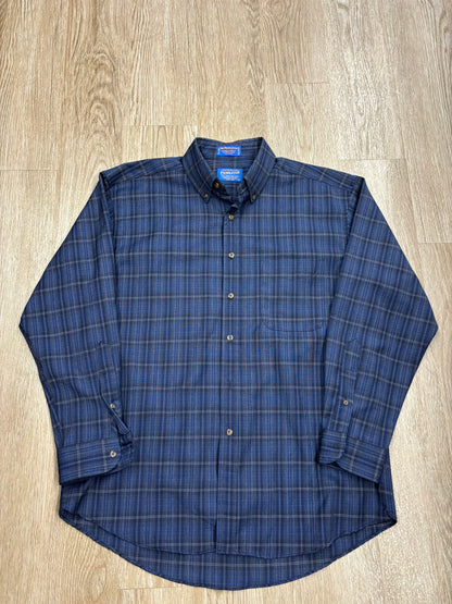 Vintage Pendleton 100% Wool Blue/Black Plaid Shirt