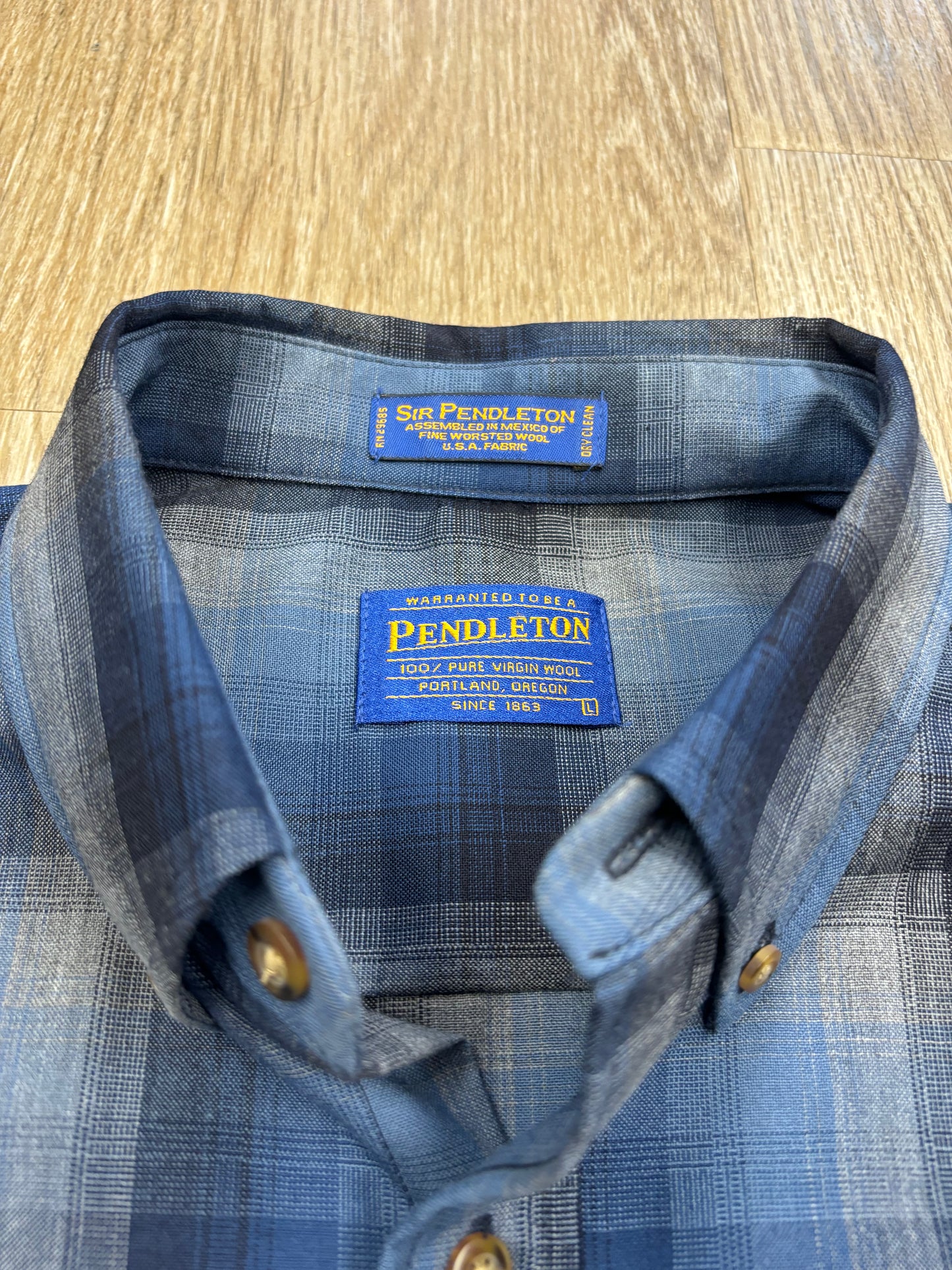 Vintage Pendleton 100% Wool Blue/Navy Plaid Shirt