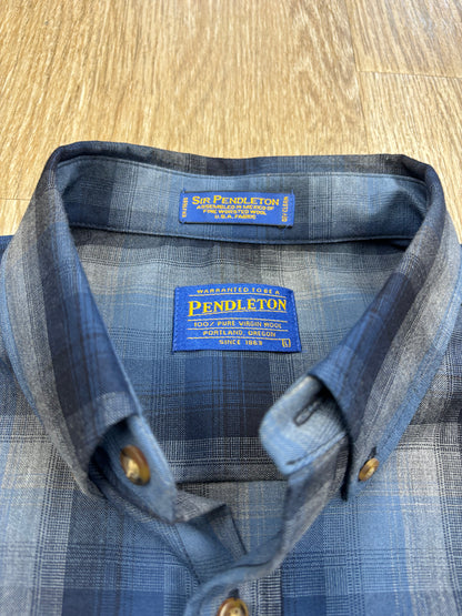 Vintage Pendleton 100% Wool Blue/Navy Plaid Shirt