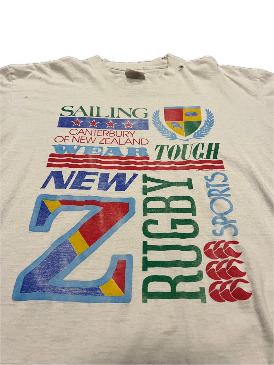 (L) 1989 Canterbury New Zealand Sailing and Rugby Single Stitch Tee