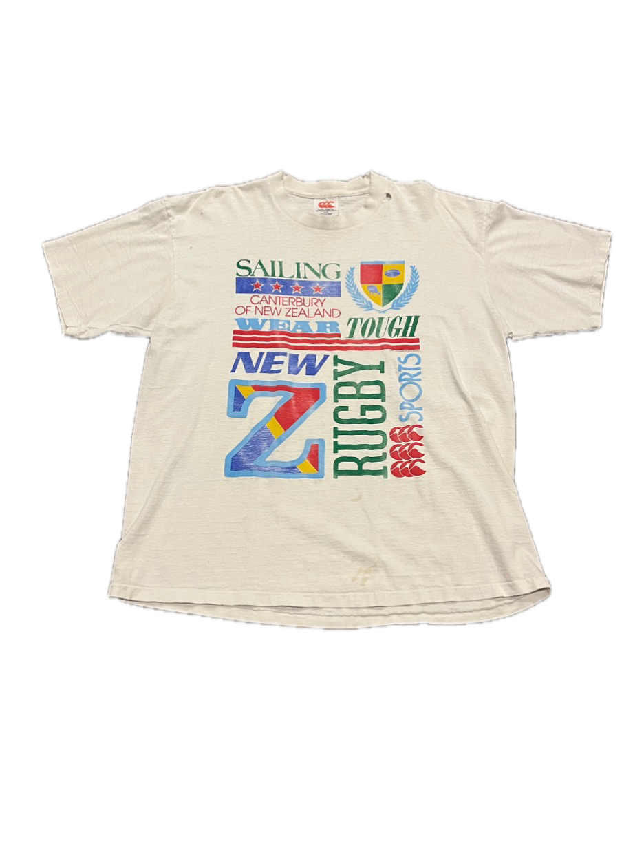 (L) 1989 Canterbury New Zealand Sailing and Rugby Single Stitch Tee