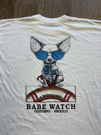 1990s Funny Chihuahua Babe Watch Lifeguard Tee