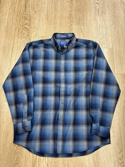 Vintage Pendleton 100% Wool Blue/Navy Plaid Shirt