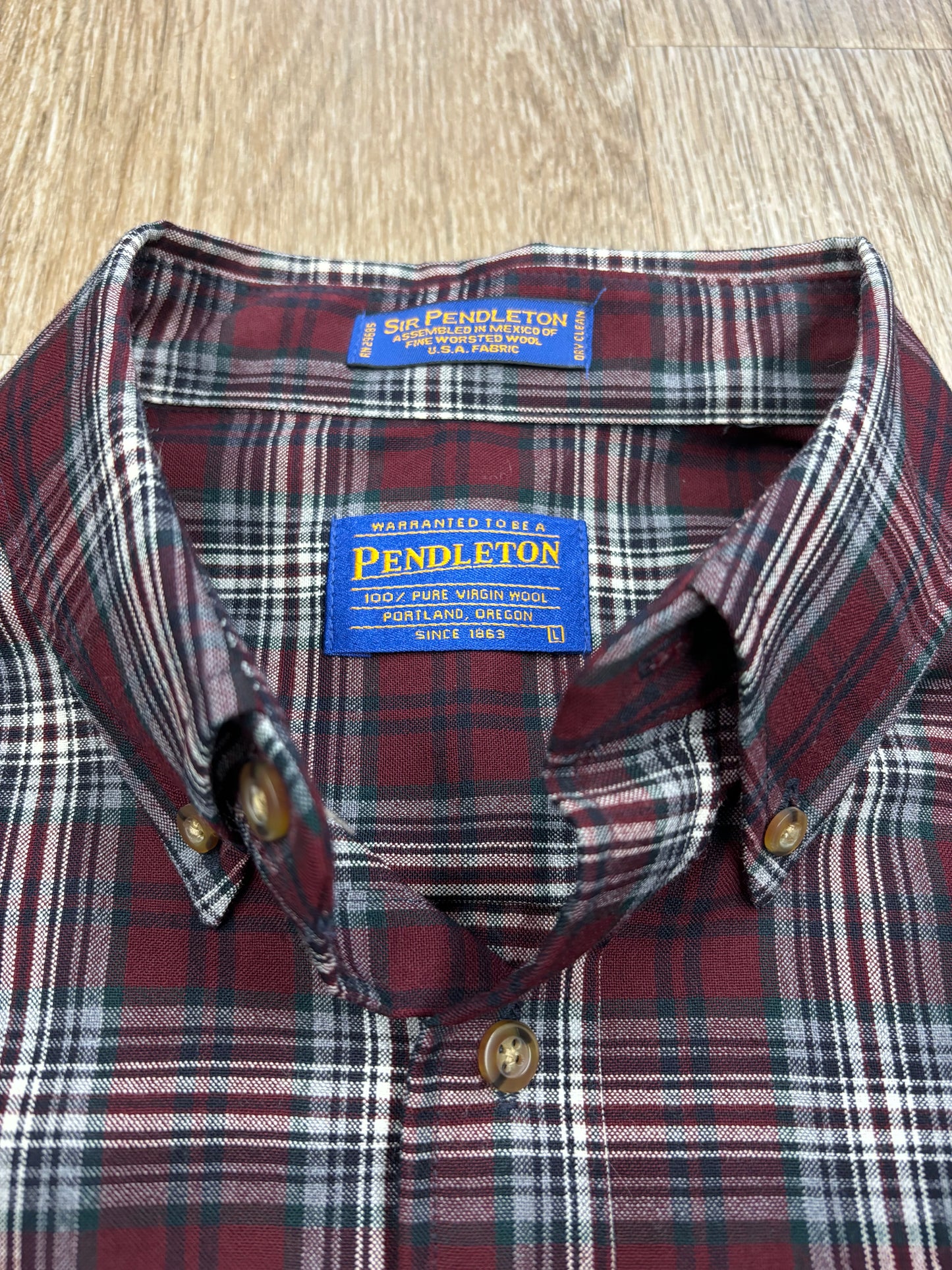 Vintage Pendleton 100% Wool Red/Green/Navy Plaid Shirt