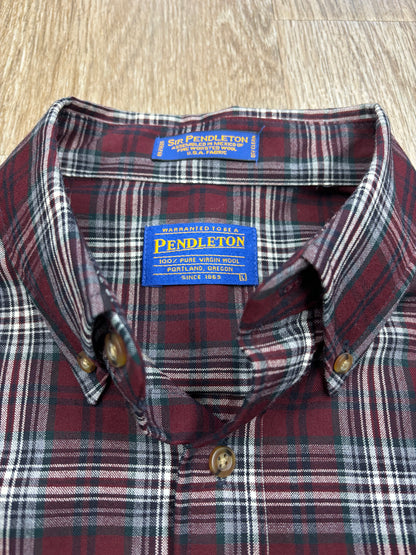 Vintage Pendleton 100% Wool Red/Green/Navy Plaid Shirt