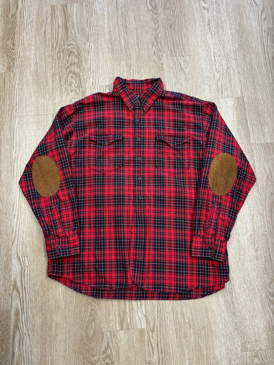 1990s Polo Ralph Lauren Plaid Shirt w/ Leather Elbow Details